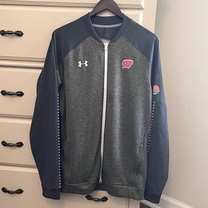 Men's Under Armour Wisconsin Badger Rose Bowl Zip Up Coldgear Large Grey
